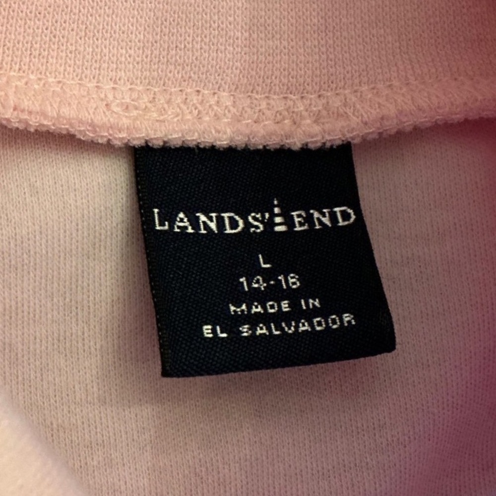 Lands End Womens Large 14-16 Pink Long Sleeve Turtleneck Cotton Blend Top - Picture 3 of 9